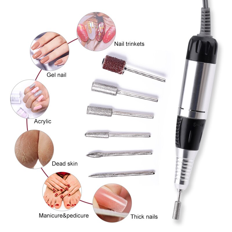 Koskoe Salon Elektrische Nail Boor Machine Apparatuur Set 30000Rpm Nagels Bestand Slijpen Pedicure Nail Art Gereedschap Acryl Gel