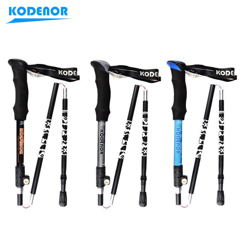 Sammenklappelig trekking stang stød vandring gå trekkingstænger pindjuster stokke 5- sektioner teleskopiske vandrestokke