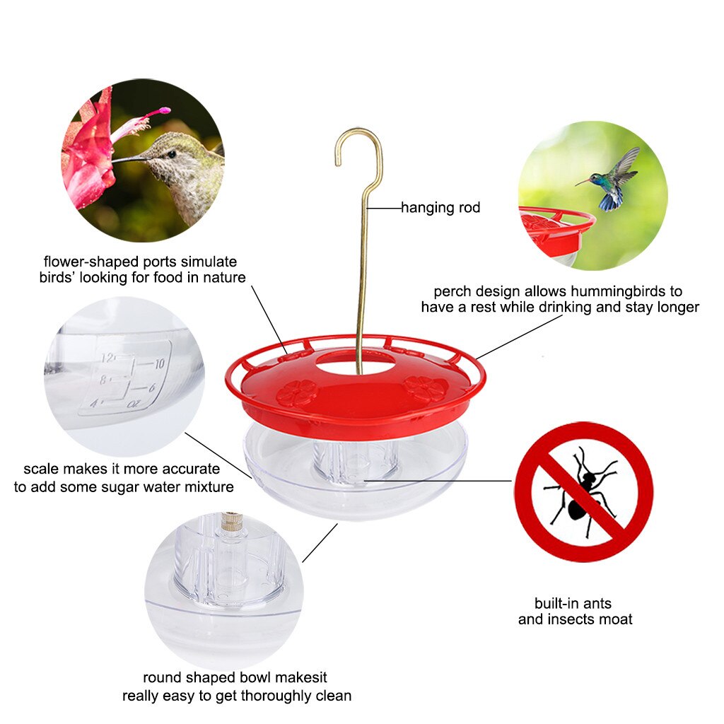 Bird Hanging Hummingbird Feeder With 4 Feeding Ports Yard Window Bird 12 Ounce Bird Feeder Кормушка Для Птиц