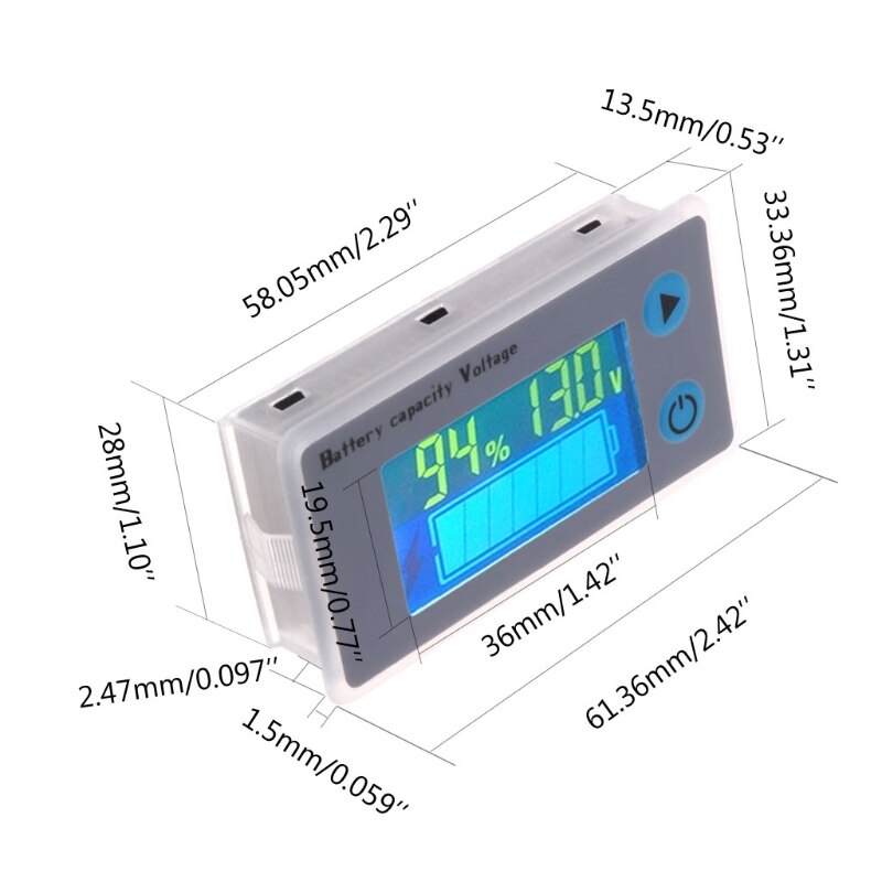 10-100v universele lcd auto zuur lood lithium batterij capaciteitsindicator digitale voltmeter spanningstester monitor js -c33