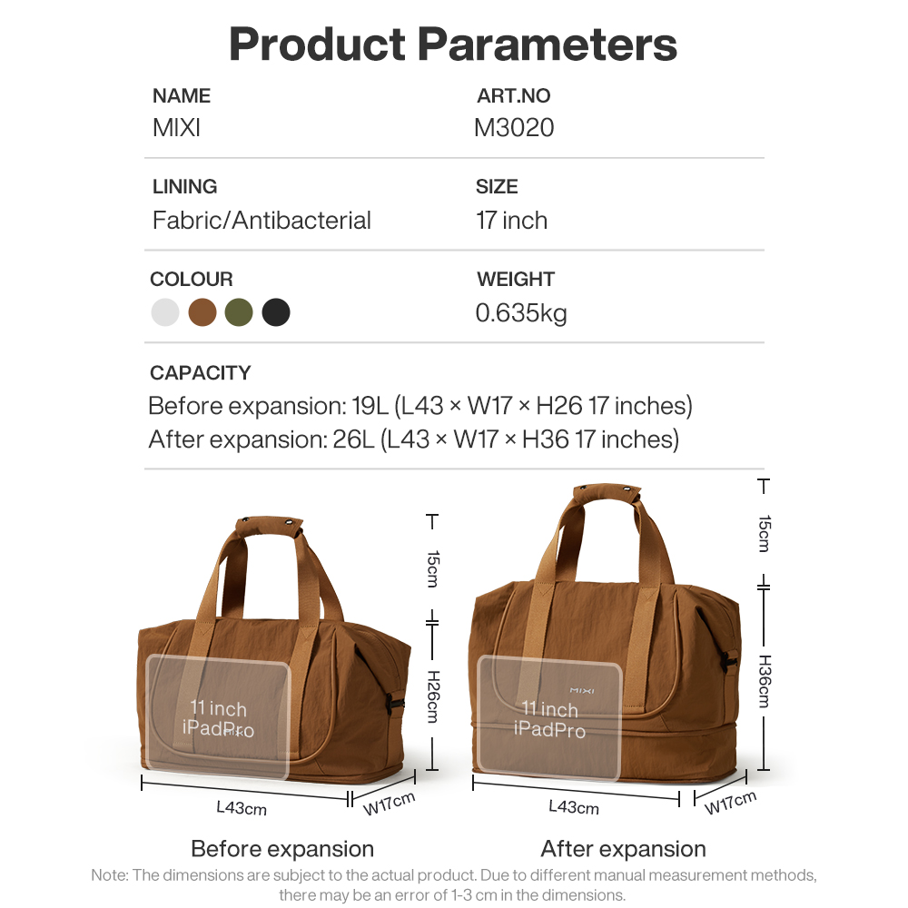 Mixi Travel Bags Women Large Size Capacity Sports Fitness Storage Bag Foldable Duffle Suit Bag For Shoulder Bag Handbag M3020