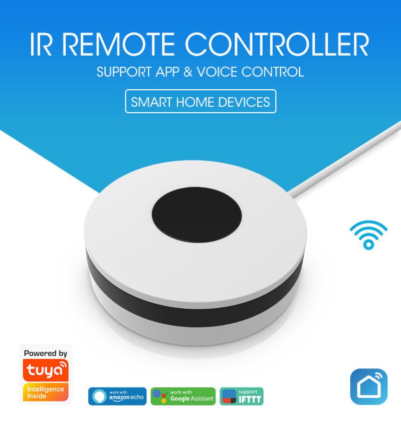 Tuya Wifi Smart Infrared IR Universal Remote Control Smart Home Hub IR Blaster Controller Works With Alexa Google Home IFTTT: white