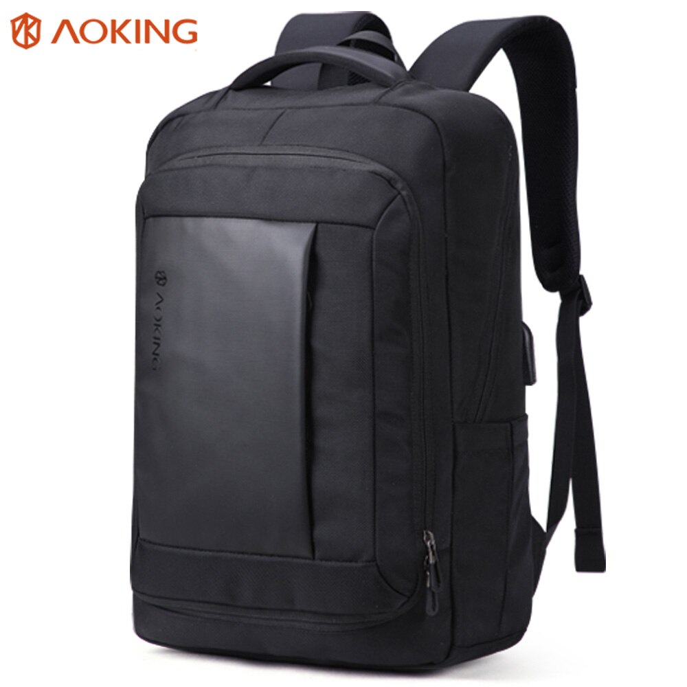 Aoking Männer Bussiness Rucksäcke für Laptop 15,6 "USB Hafen Große Kapazität Hochschule Schüler Rucksack mit Anti Diebstahl Tasche: Schwarz