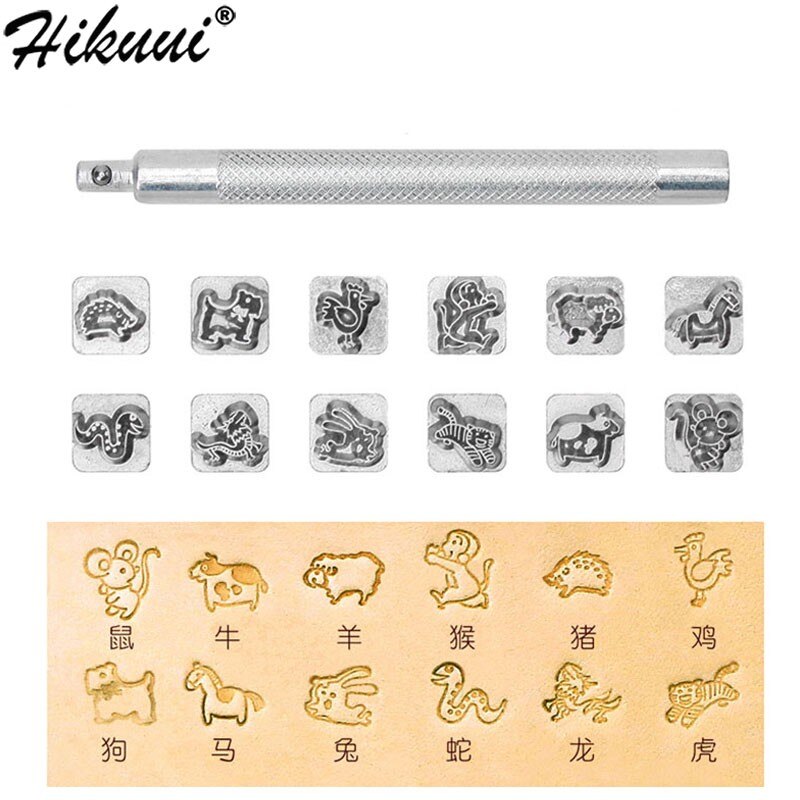 12Stck Leder Stanzen schlagen Werkzeuge Leder Stempel DIY Leder Handwerk Druck schlagen Briefmarken einstellen