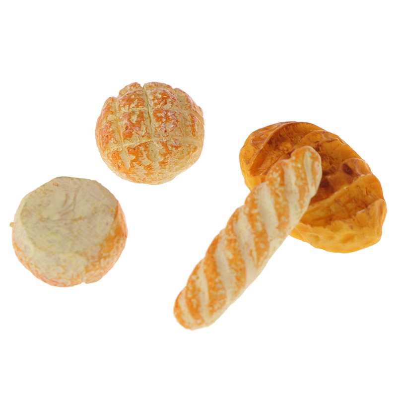 4pcs 1:12 Miniature Dollhouse Mini Resin Bread Dollhouse Miniature Food Breakfast Snack Dessert