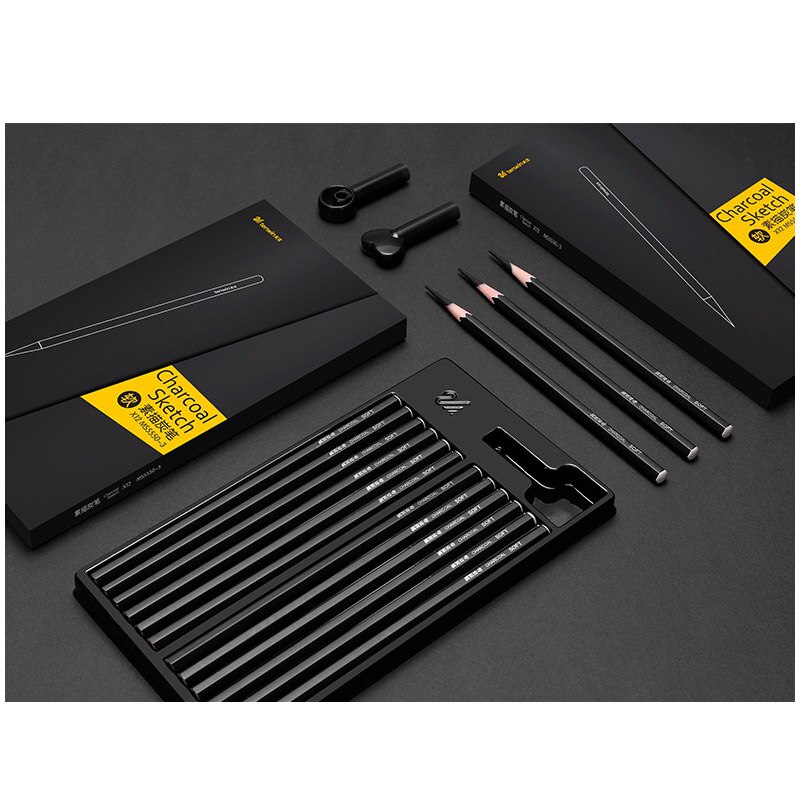 Tenwin 12 sztuk czarny szkic węgiel pióro miękkie/średnie/twarde narzędzie robić rysowania węgiel drzewny ołówki na akcesoria robić malowania SM5550