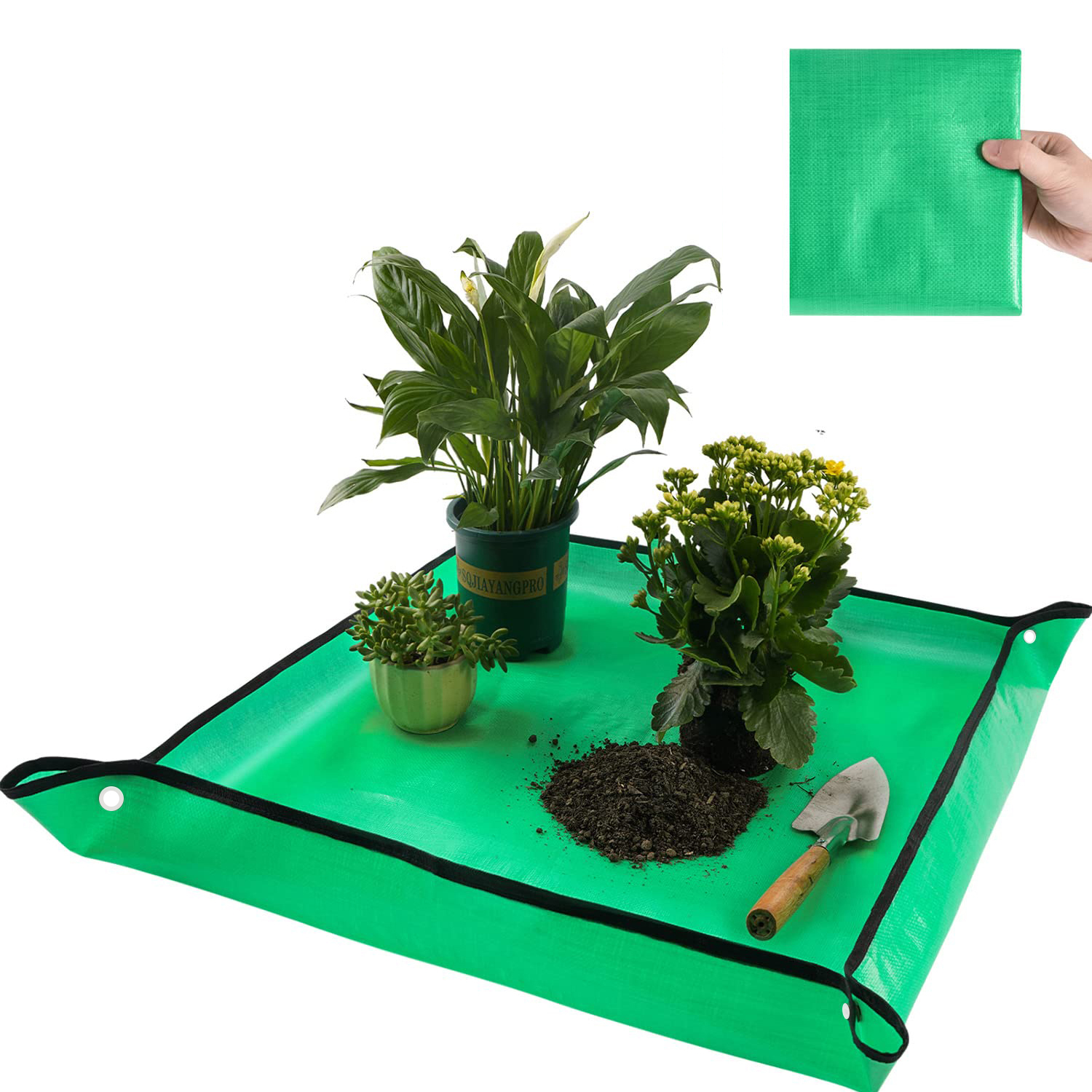 Plant Gardening Tray Mat PE Repotting Thickened Foldable Waterproof Plants Portable Potting Soil Anti-dirty Transplanting Tarp: XS（old） / Dark Grey