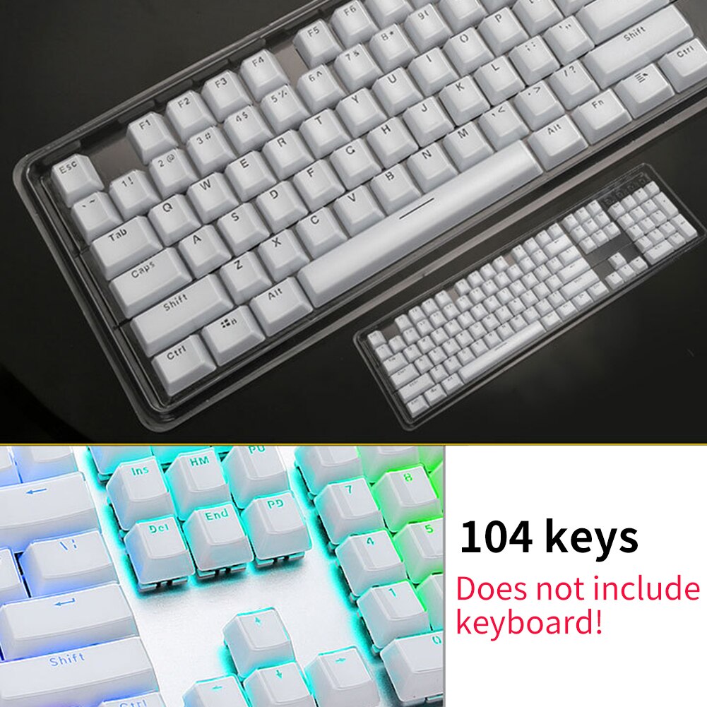 104 Keys Durable Decorative Replacement Home Mechanical Keyboard Office Backlit Computer Accessories Retro Gaming Keycap: White 2