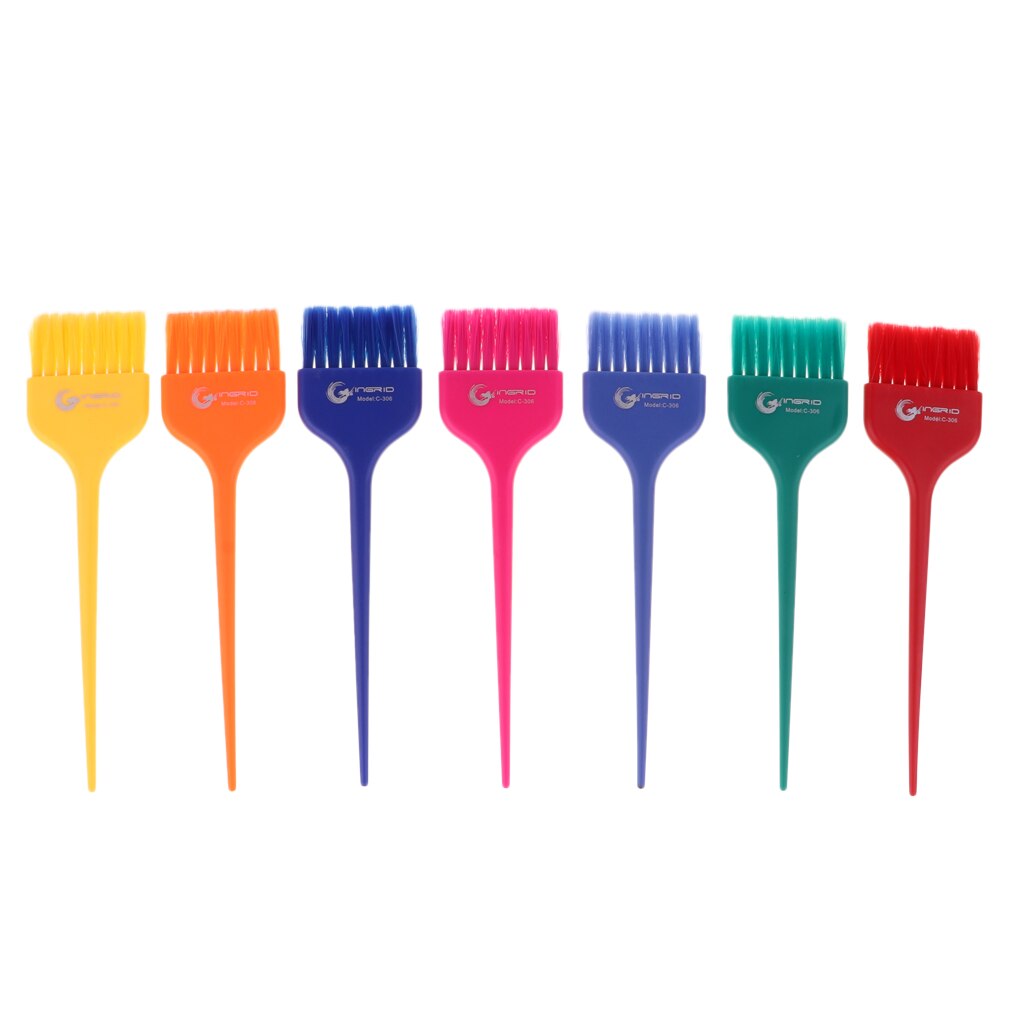 Juego de pinceles para teñir el cabello, Set de 7 pinceles de colores para salón de belleza, sintético, para resaltar y teñir el cabello, DIY