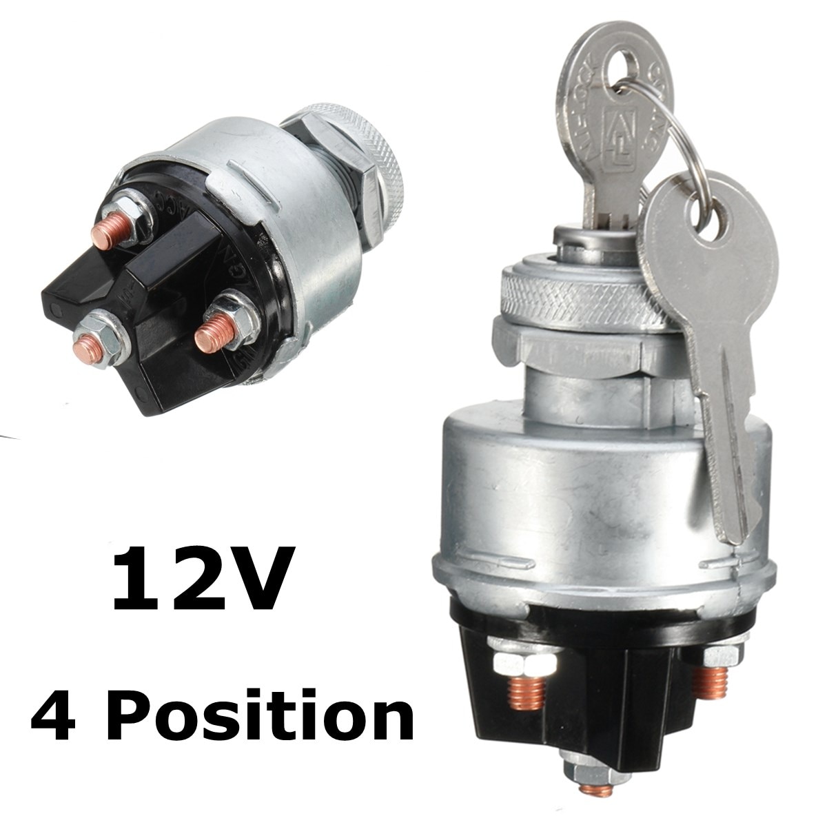 Car Universal Ignition Switch 12 VOLTS w/ 2 Keys 4 Position ON/OFF/START/ACC