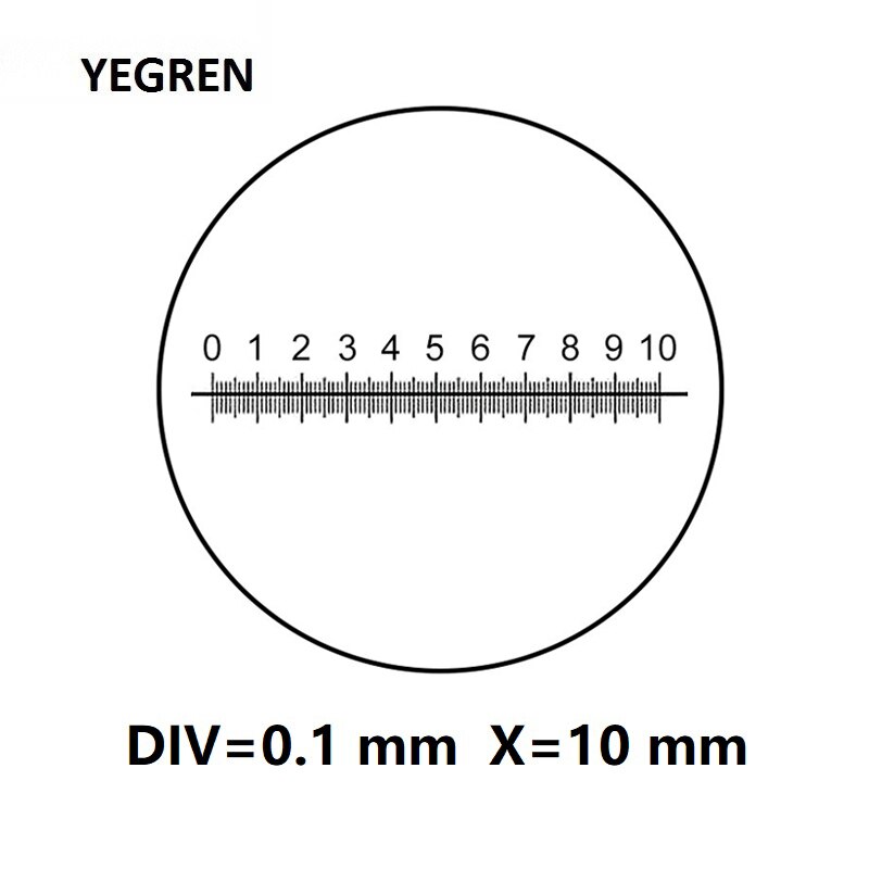 X=10 mm Ocular Micrometer DIV 0.1 mm Reticle Ruler Horizontal Measuring Eyepiece Calibration Diameter 20 mm 29 mm for Microscope