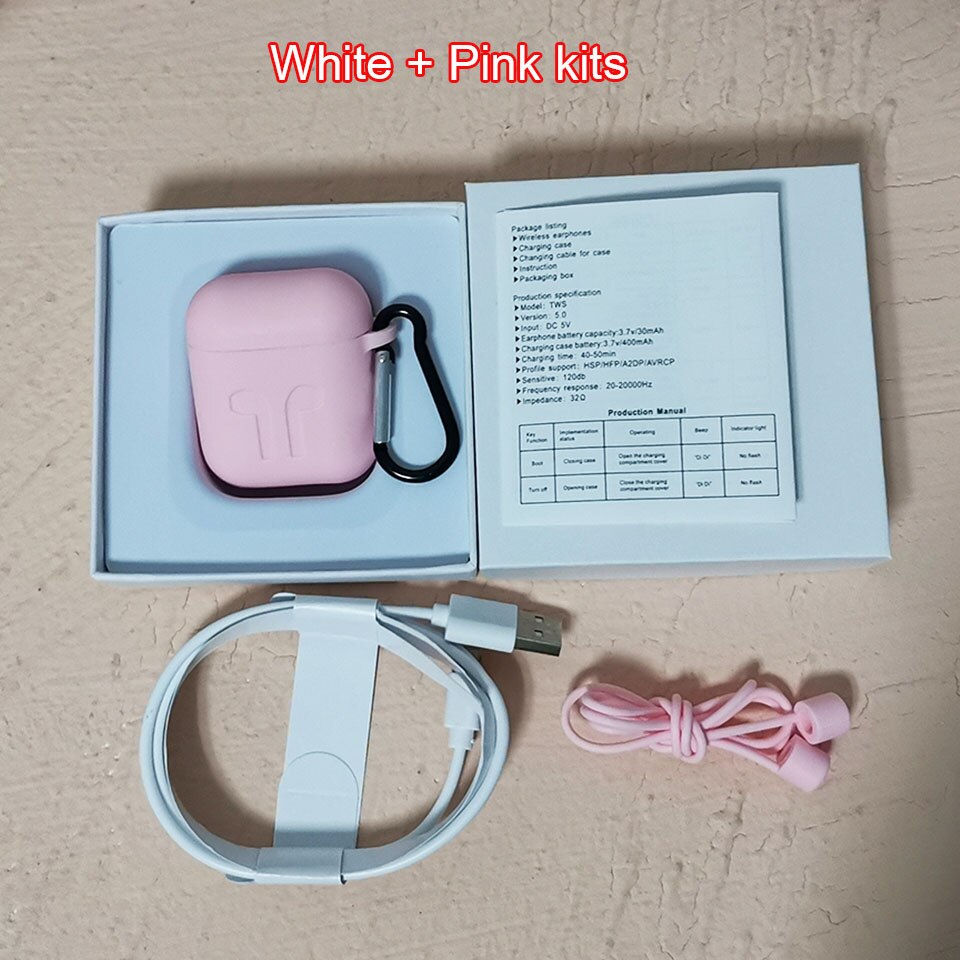 i99000 Plus TWS Wireless Bluetooth Earphone Metal hinge PK i5000 i9000 Pro i90000 MAX 1:1 Air 2 Top Airoha 1562A chip With Text: White-Pink kits