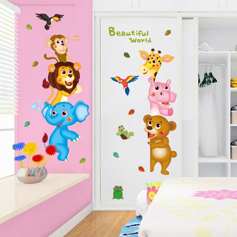 Zs Sticker Animals Wall Stickers Children Room Home Decor Safari Vinyl Kids Room Decal Baby Room Nursery Decor