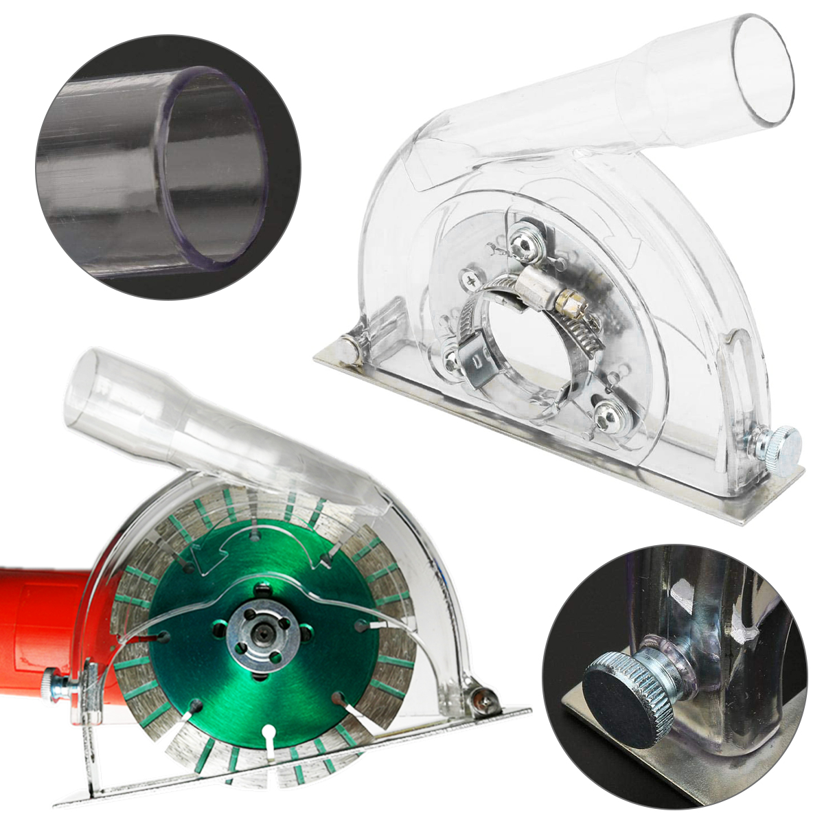 Couvercle de meulage extracteur de poussière protection de coupe 4 "5" protection de meuleuse d'angle professionnelle avec accessoires Transparent Durable