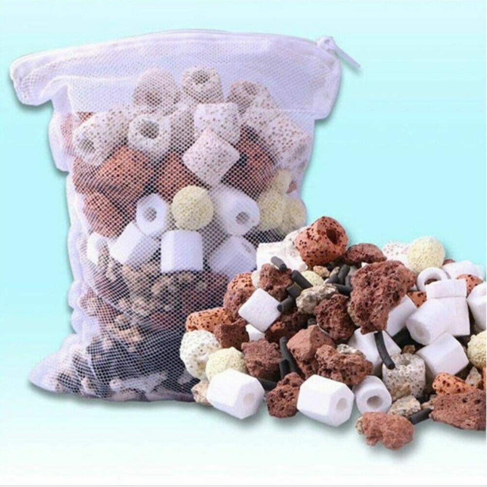 Sacs en filet filtrant pour Aquarium, 5/10 pièces, sacs multimédia à filtre fin réutilisables avec fermeture éclair pour réservoirs d'eau douce et salée, filtre pour Aquarium