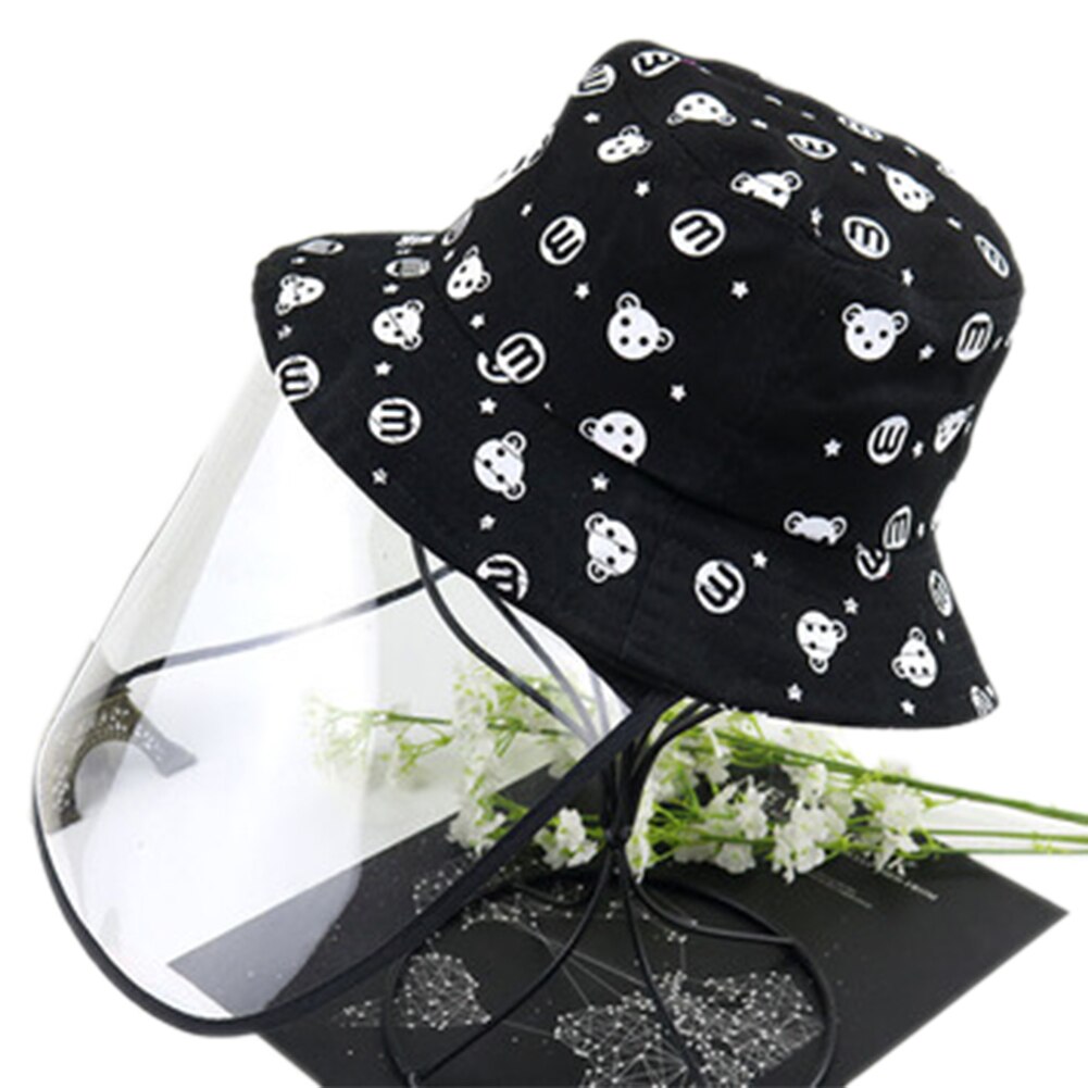 Kinderletters/cartoons, anti-spuug, anti-speeksel, anti-druppels, winddicht, volledig gezichtsmasker, outdoorveiligheid, beschermende hoeden, petten: Zwarte beer