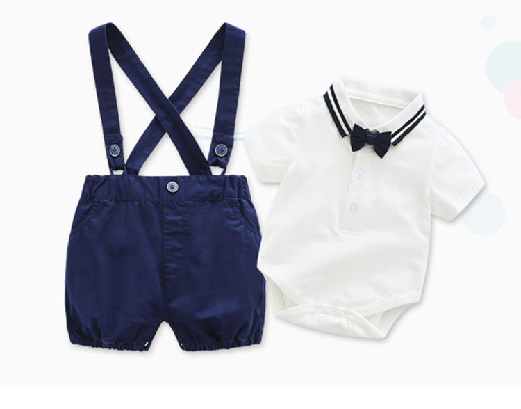 Baby drengetøj seler jakkesæt bomuld drengens babys kortærmede udflugtssæt' s 0-24m gode