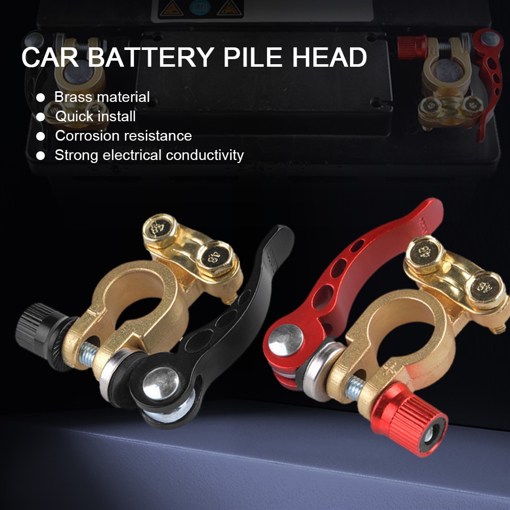 1Pair Quick Disconnect Car Battery Terminal Brass Cable Post Terminal Quick Release Shut-Off Connectors