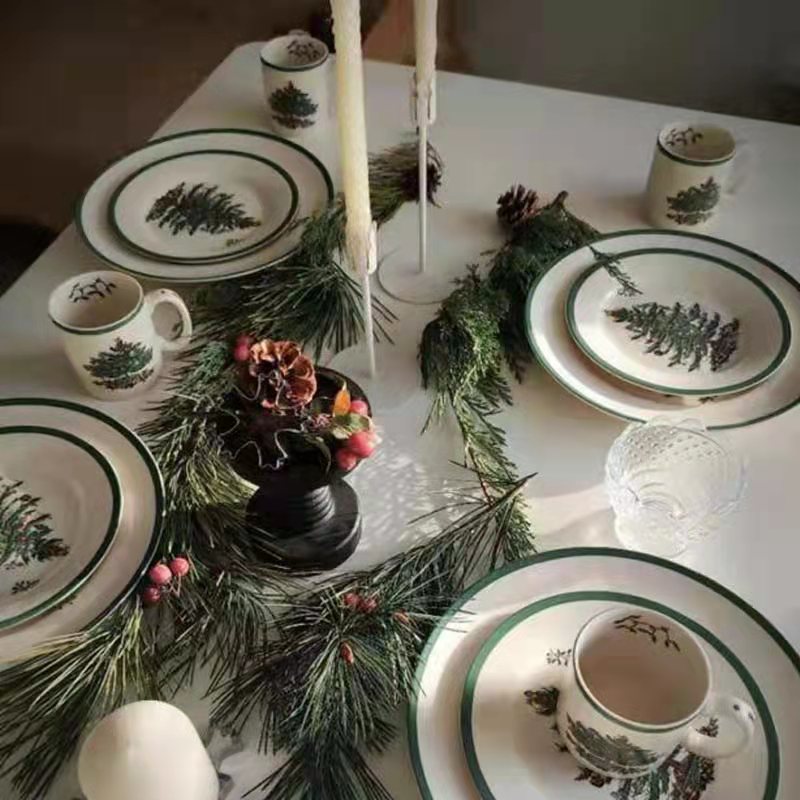 Nordic Salad Plate Christmas Ceramic Cute Noel Christmas Decoration Breakfast Dish Christmas Dinner Plates VVajilla Посуд