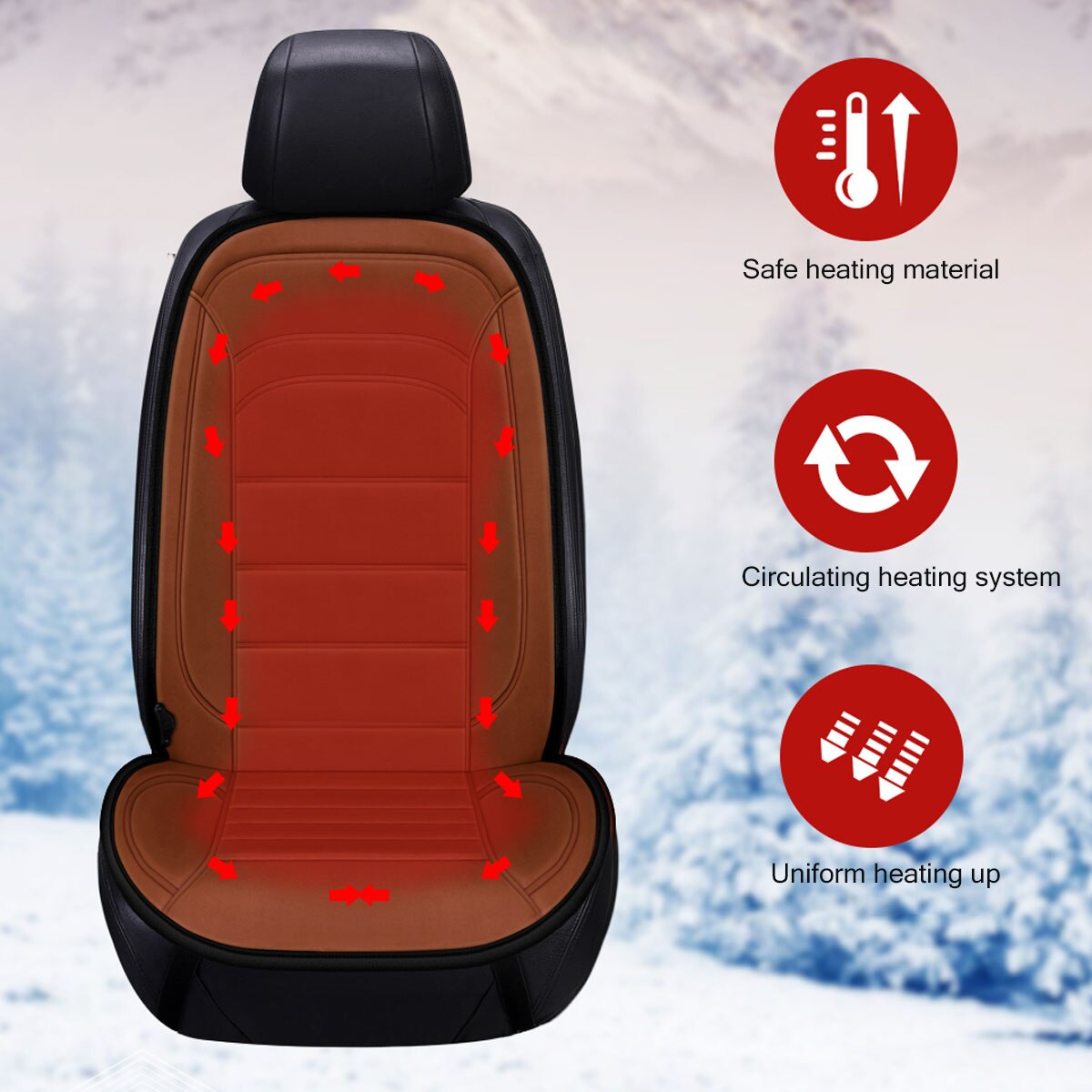 Universal 12V Electric Heated Car Warmer Front Seat Cushion Winter Thermal Soft Seat Cover Pad with Temperature Controller