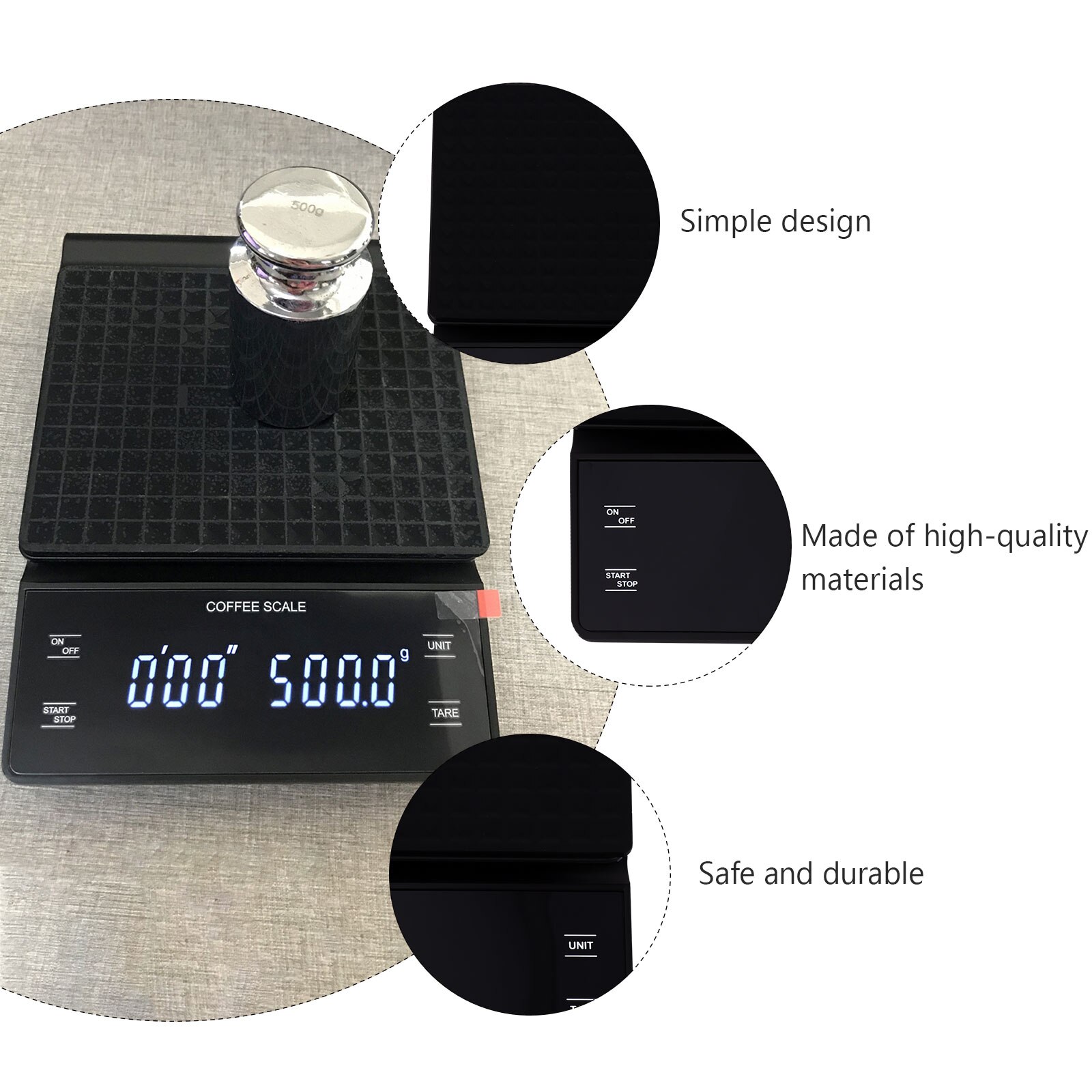 3kg/0.1g Electronic Coffee Scale with Timer High Accuracy Digital Kitchen Scale Timer Coffee Weight Balance without Battery