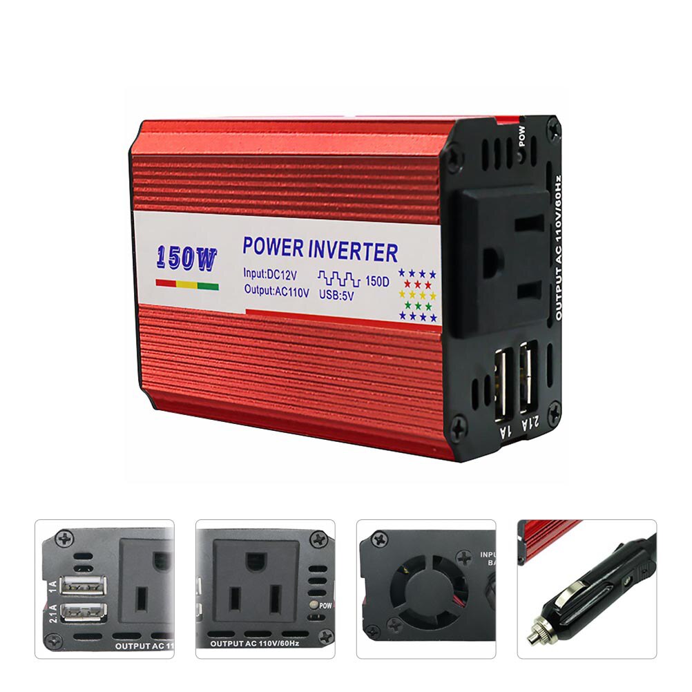 1 Set Dual USB Charger DC 12V to AC 220V Voltage C... – Grandado