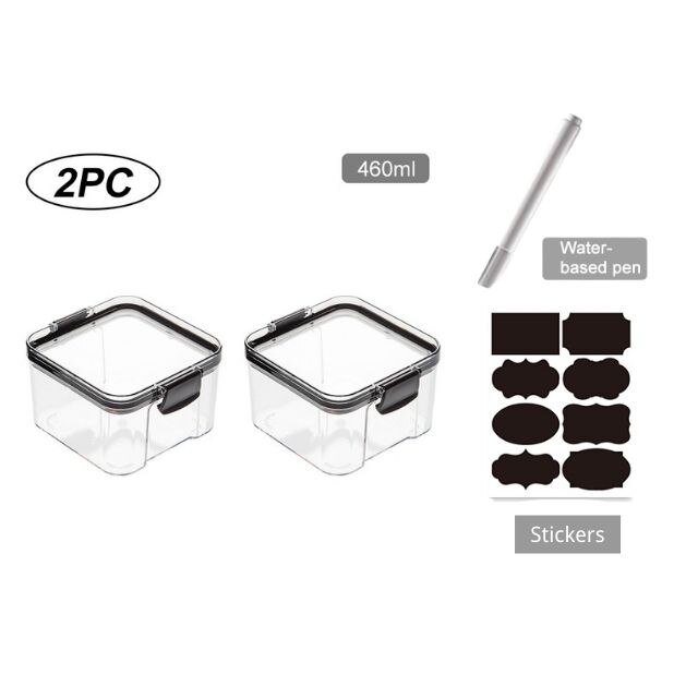 Kitchen Food Container Storage Box Food preservation box Pantry Organizer Breadbasket Fridge Storage Kitchen Organizer Supplies: 2pcs 460ml