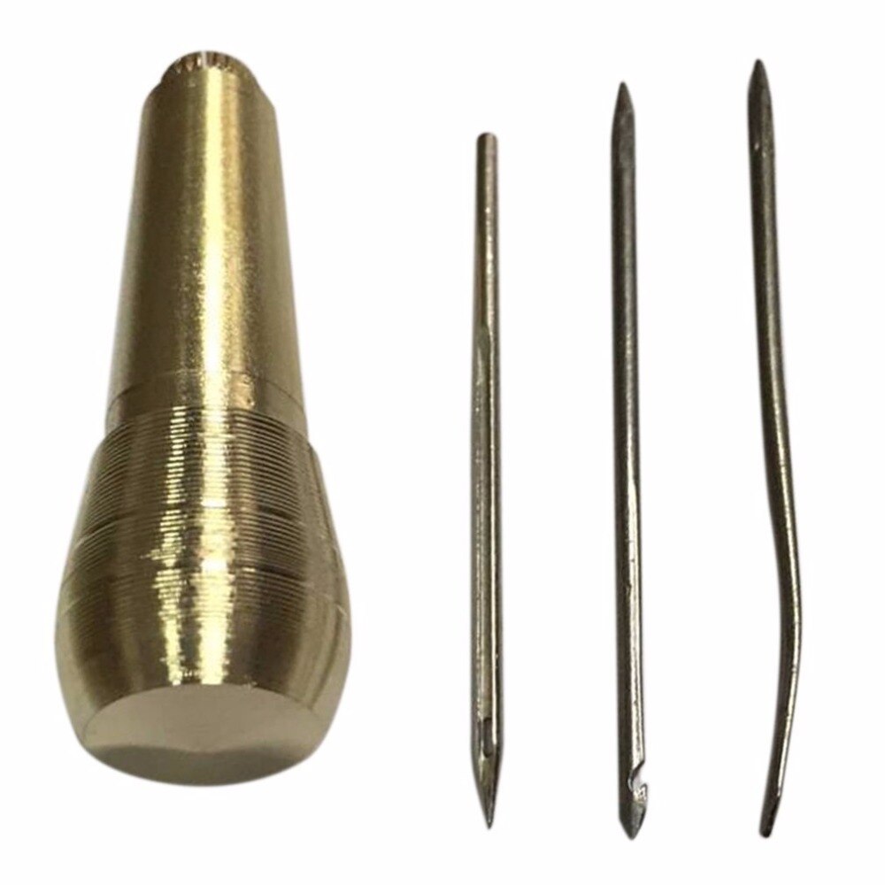 4PC Canvas Leather Tent Sewing Awl Tool Punch Sewing Needles Copper Handle Stitcher Crochet Line For Leathercraft Sewing Supplie