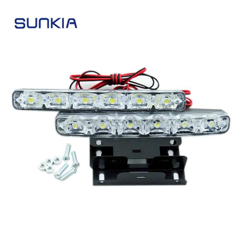 SUNKIA Super Wit 5050-6SMD 6W Universal Car Light Dagrijverlichting Auto Lamp DRL Extra Licht In De Dag