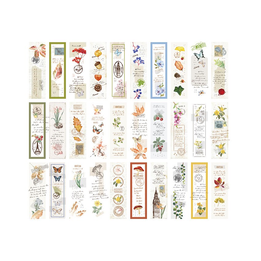 30pcs Retro Natural series Bookmarks Plants Flower Message Cards Book Notes Paper Page Holder for Books School Office Supplies