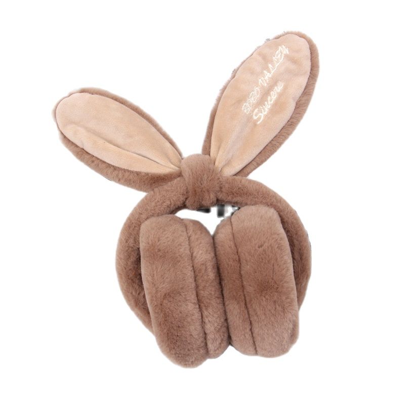 Oreilles de lapin en peluche pliables pour femmes, protège-oreilles tendance populaire, résistant au froid et , automne et hiver