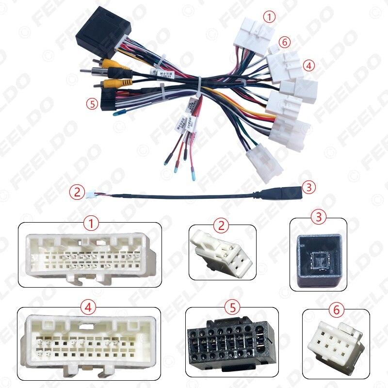 FEELDO Car 16pin Android Wire Harness Power Cable With Canbus For Toyota RAV4(13~15)/C-HR/Highlander/Levin/Corolla/Camry/Reiz