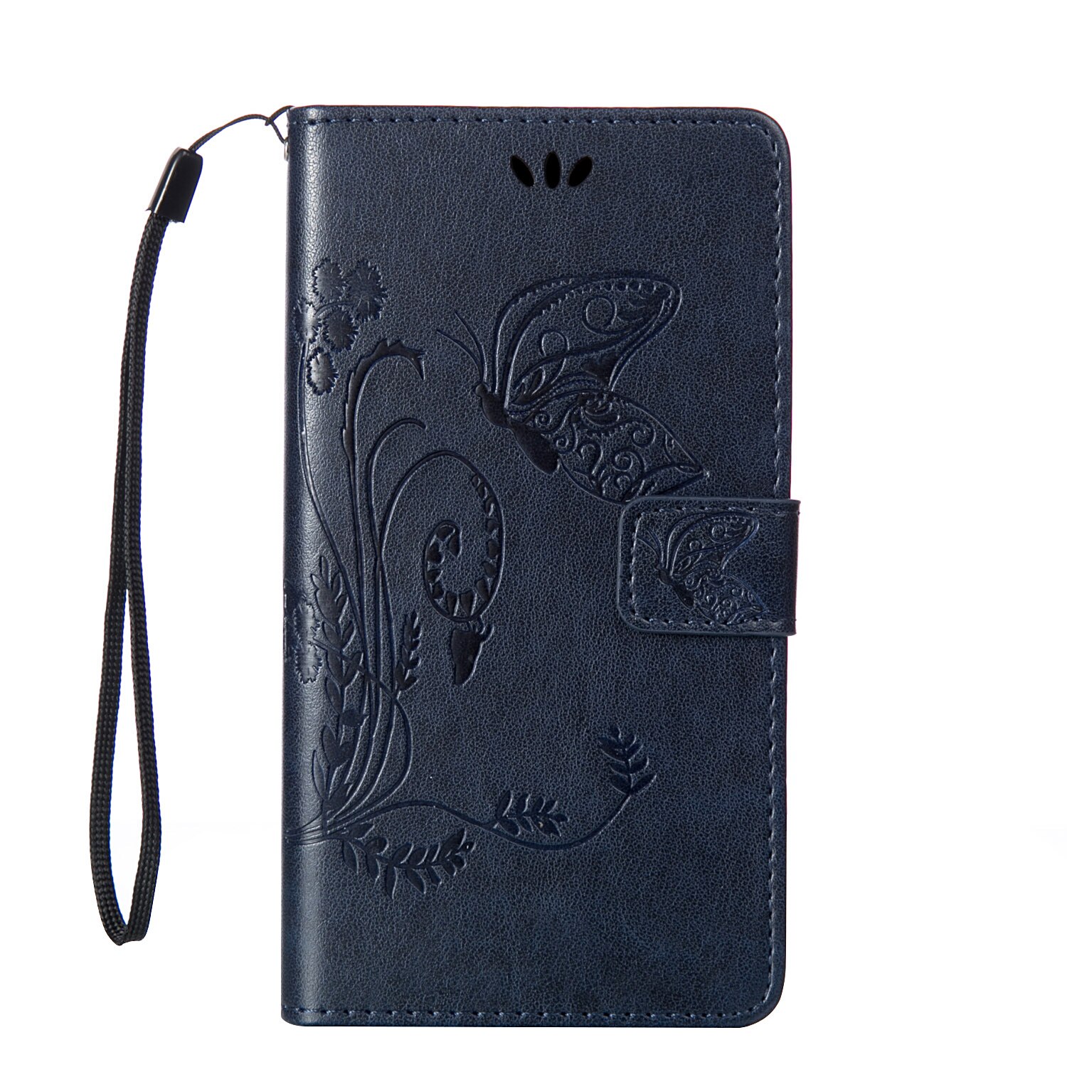 Coque for Huawei Y600 Y600-U20 Y600-U351 Case Phone Leather Cover for Huawei Y 600 Y600-U151 Retro Butterfly Wallet Flip Case: Deep blue