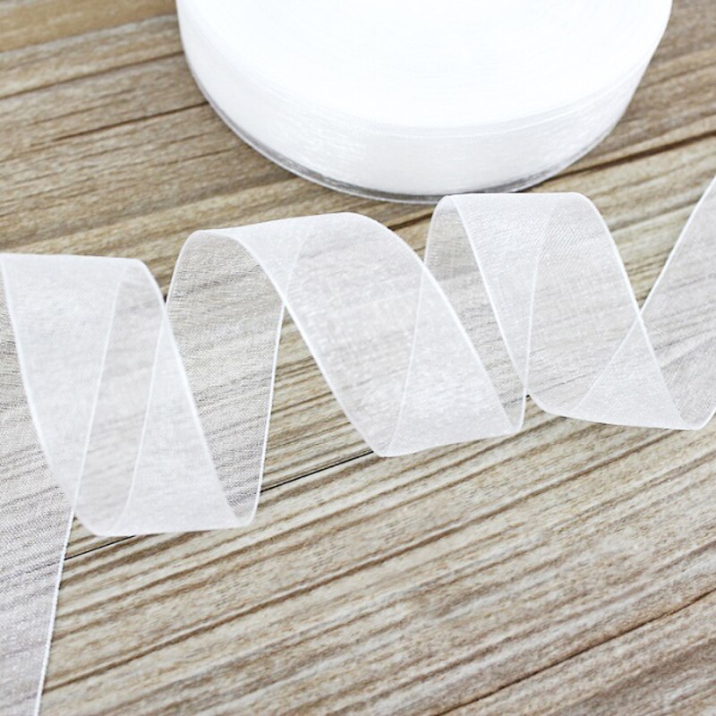 Cinta de organza blanca para envolver , cintas decorativas, (12/15/20/25/40/50mm), 50 yardas/rollo
