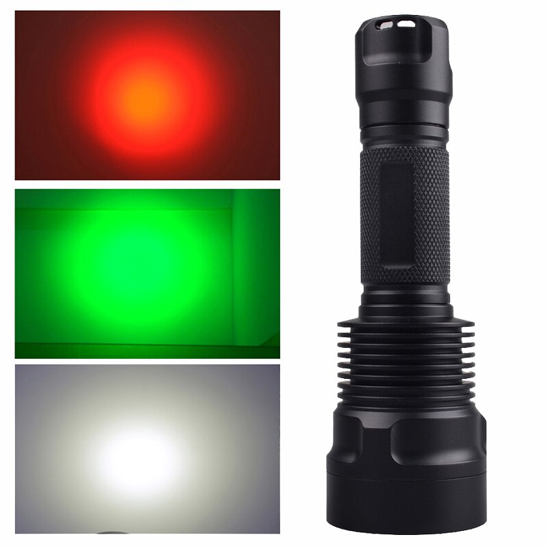 1000 lumens green red white LED flashlight Removable rechargeable flashlight Traction lamp EDC flashlight