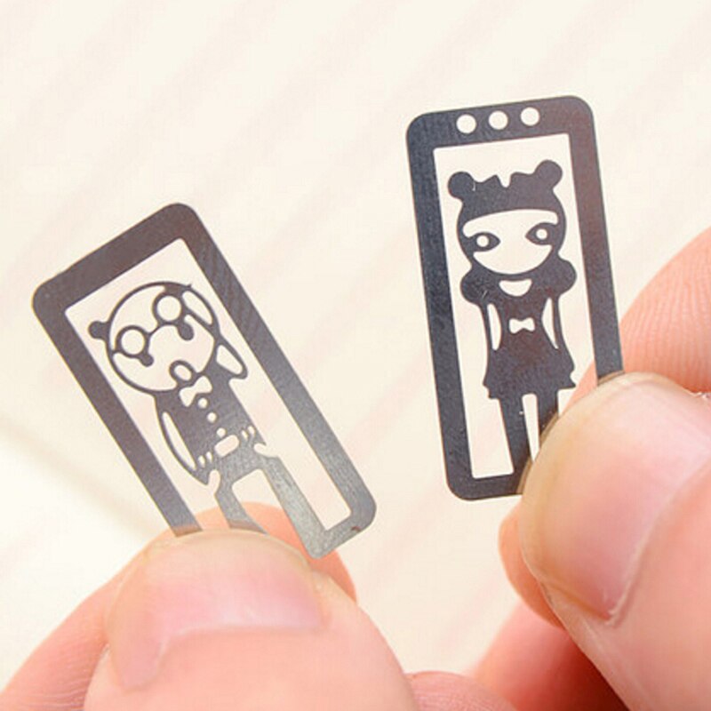 100 stks/partij Mini Metalen Bladwijzer Clips Leuke Cartoon Dier Bloem Cartoon Plated Sliver Bladwijzers Briefpapier Boek Lijn Marker