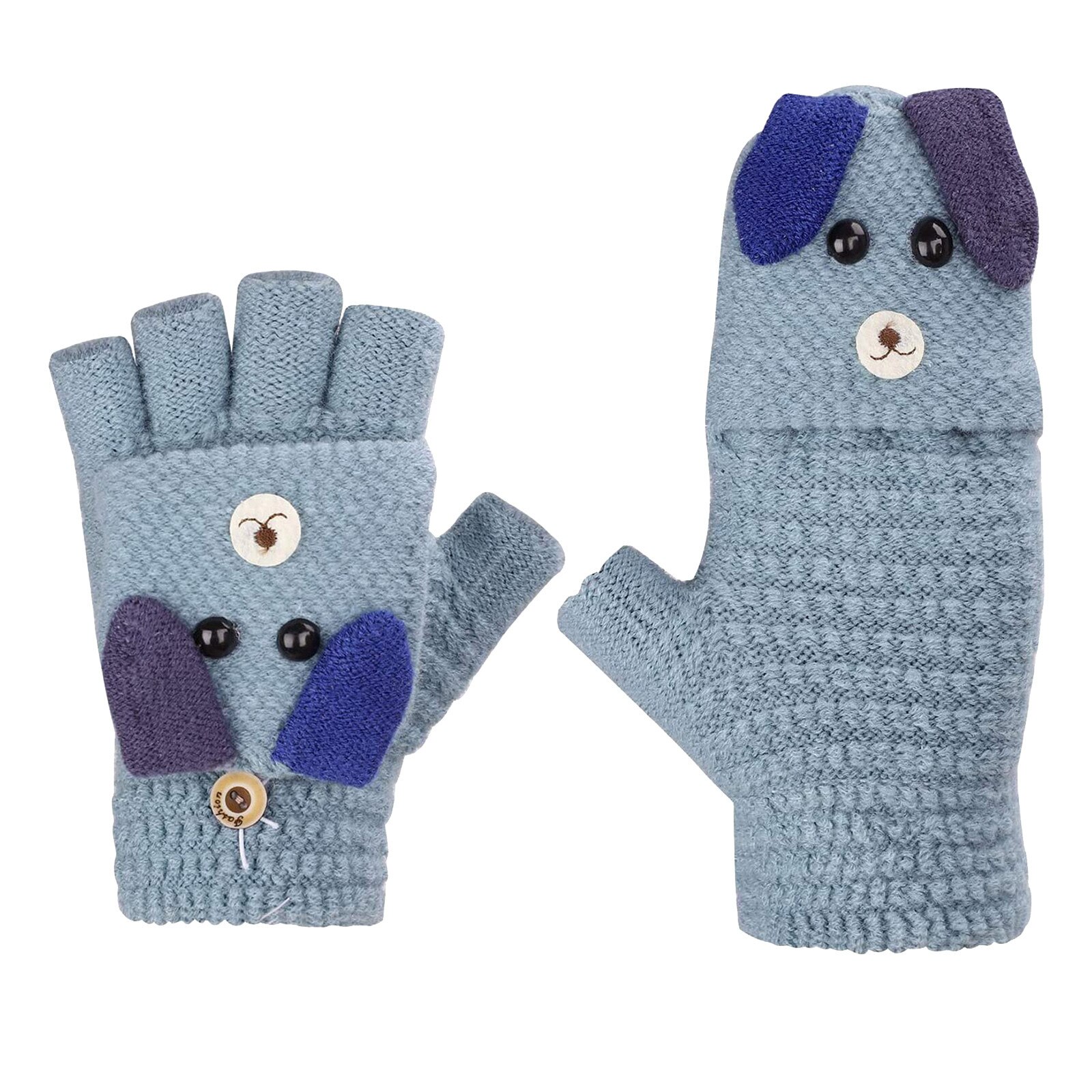 Hotest freundlicher Junge Mädchen Nette Fünf-Gefingert Samt Karikatur Jungen Mädchen Warme Gestrickte Handschuhe Handschuhe