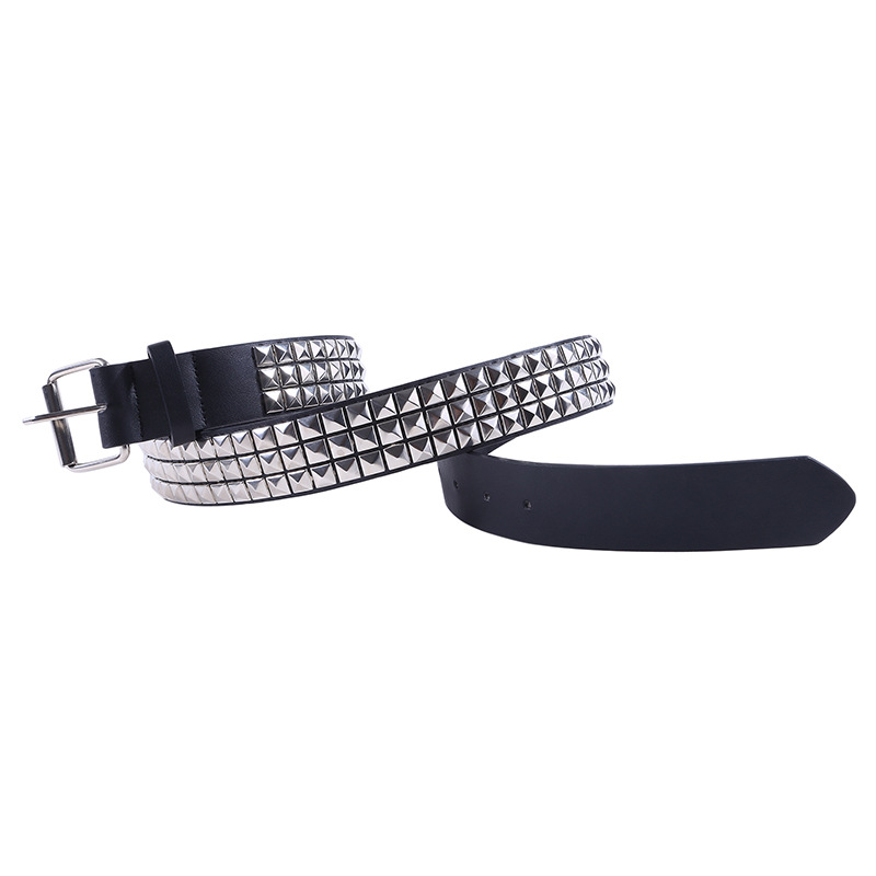 Glanzende Piramide Mode Klinknagel Riem Heren & Dames Studs Riem Punkrock Met Pin Gesp Zwarte Mode Strass Klinknagels Cinturón