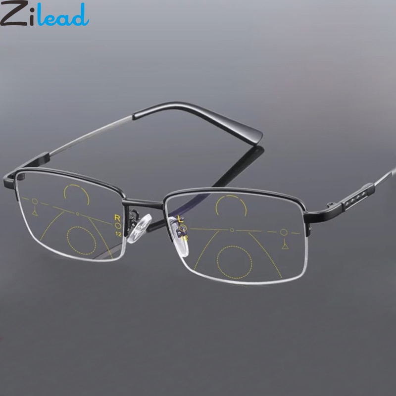 Zilead Smart Titanium Progressieve Multifocus Leesbril Anti Blauw Licht Mannen Business Prebyopia Bril Brillen