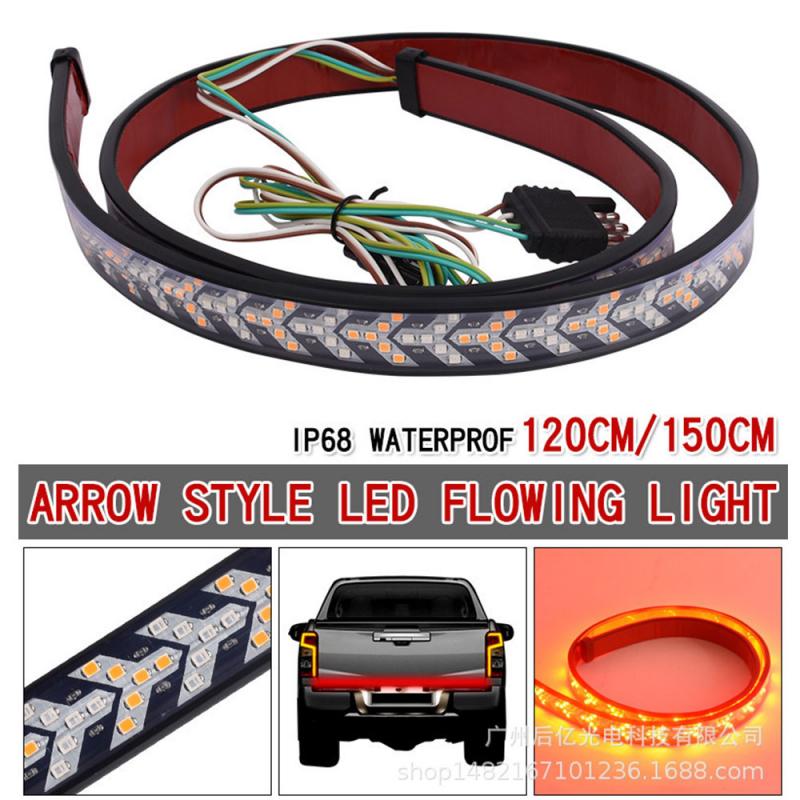 1pcs Dual-color Pickup Truck Tail Light Strip Bar With Steering Scanning Double Flashing Pickup Truck Light 6 Car Stickers