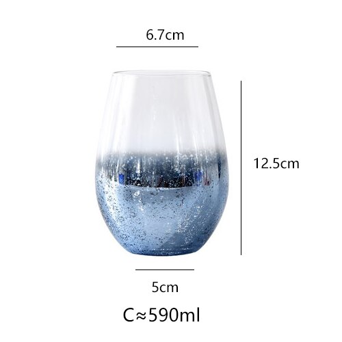 Vaso redondo de estilo nórdico para café, leche, vino, para el hogar, Té estable, sin plomo, pequeño cielo estrellado fresco de 530ml: Blue