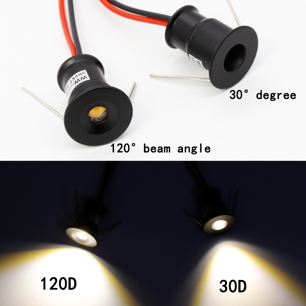 LED Spot Light 1W 12V Mini Spotlight Dimbaar Verzonken Plafond Downlight IP65 Zwart Zilver Wit Trapkast Spot verlichting