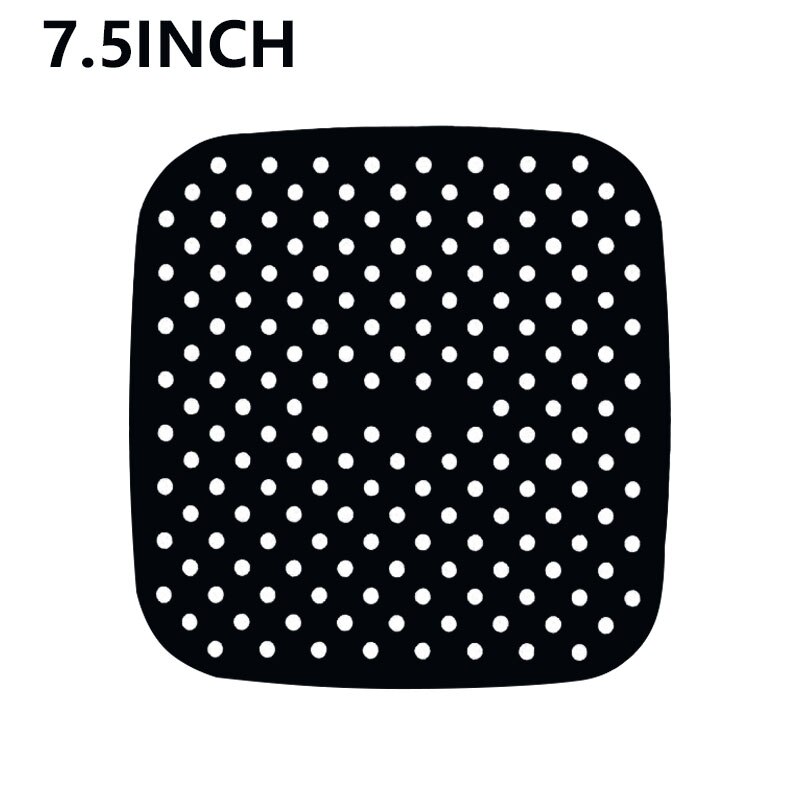 Reusable 1pc Air Fryer Square Baking Pads Food Grade Silicone Square Baking Tools Silicone Oil Mats Bun Cake Grilled Saucer: Square black-7.5inch