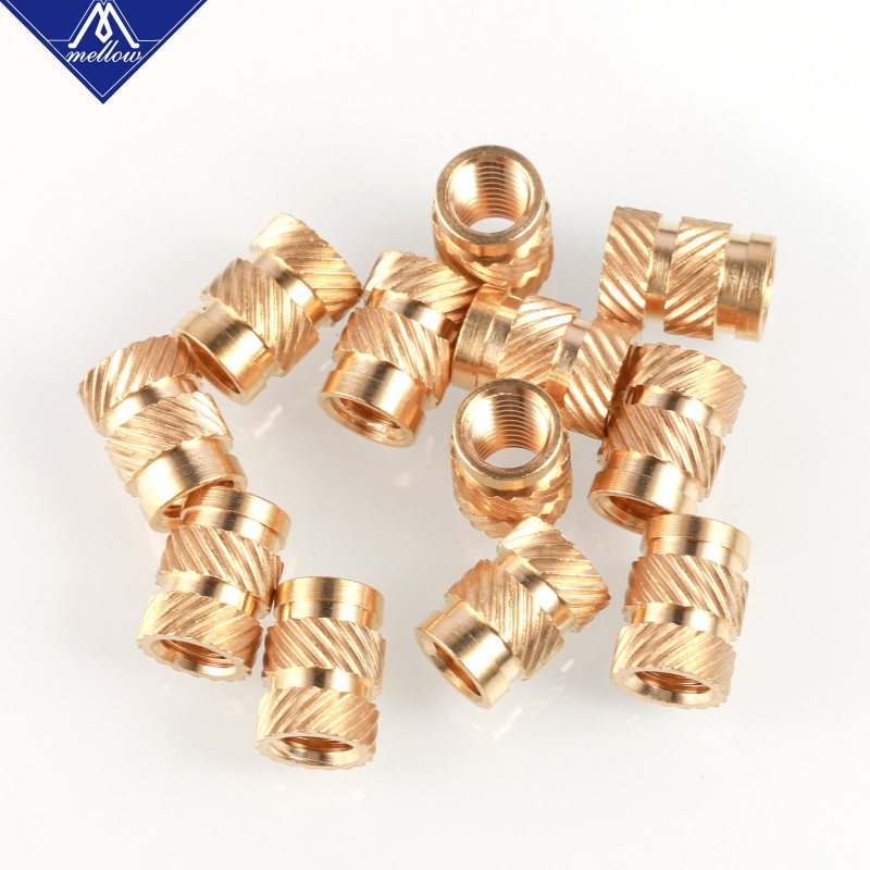 Mellow Brass Melt Inset Nuts Heating Molding Copper Thread 3D Printer SL-type Double Twill Knurled Injection Brass Nut