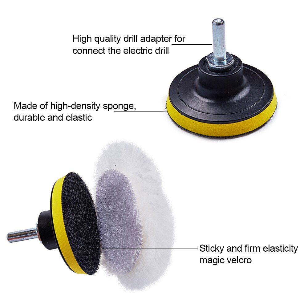 7pcs Car Polishing Pad Kit For Car polish Tool 3" Buffer Pad Set Waxing Buffing Pad Drill Set Polishing Wash Brush