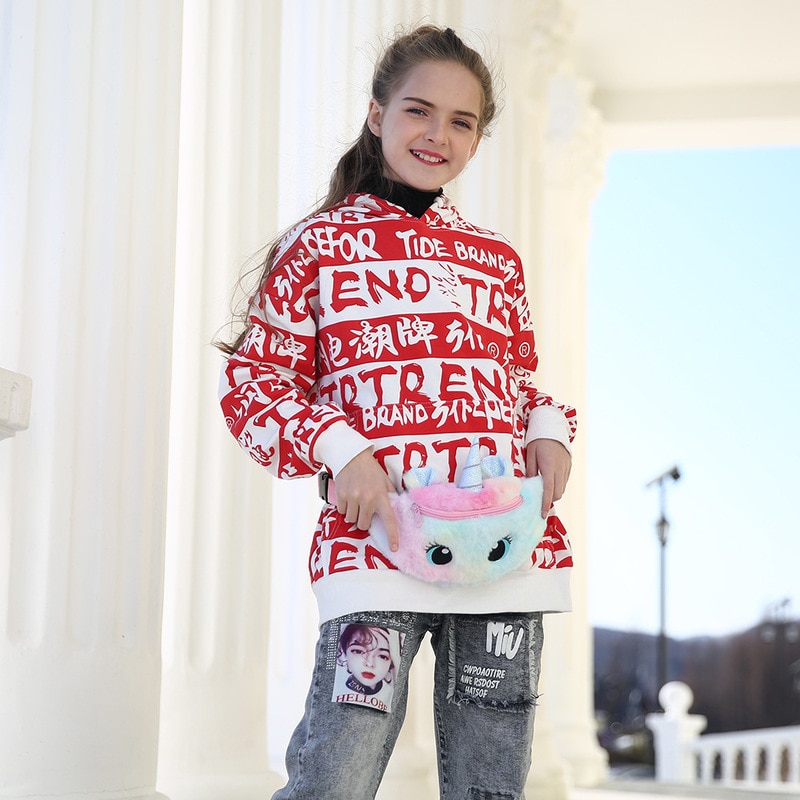 Riñonera de unicornio para niños, bolsa de cintura para niñas, cinturón de juguetes de felpa, bolsa de pecho de Color degradado, monedero de dibujos animados, bolsa de pecho de viaje