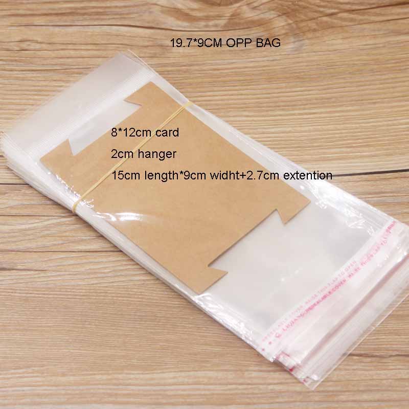 100PCS Storage Bags Transparent Self Adhesive Resealable Clear Poly Bags Packaging opp Bag jewelry card matching opp bags: 19.7x9cm