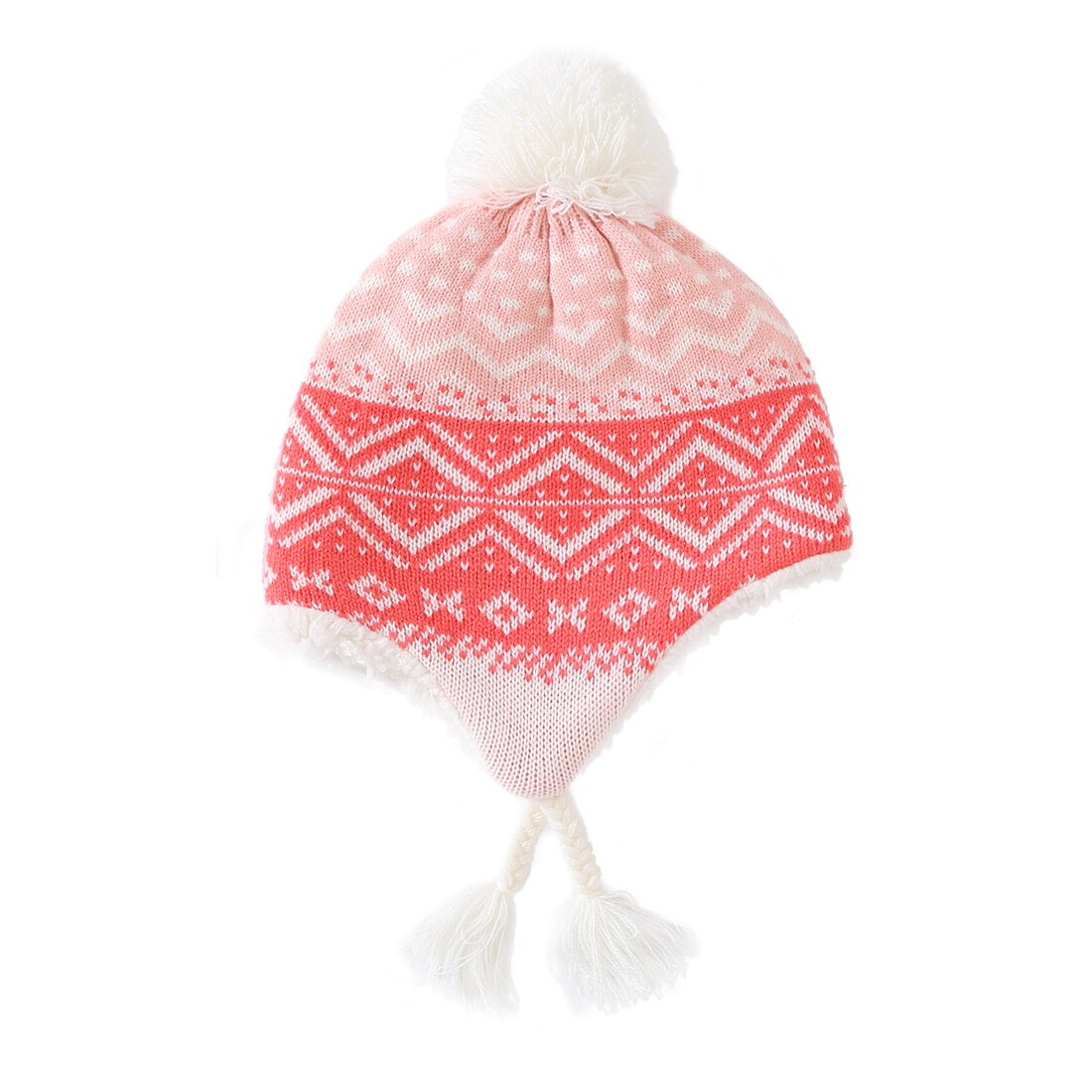 Connectyle småbørn spædbarn baby piger sherpa foret strik børn jacquard varm hue med øreklap vinterhue