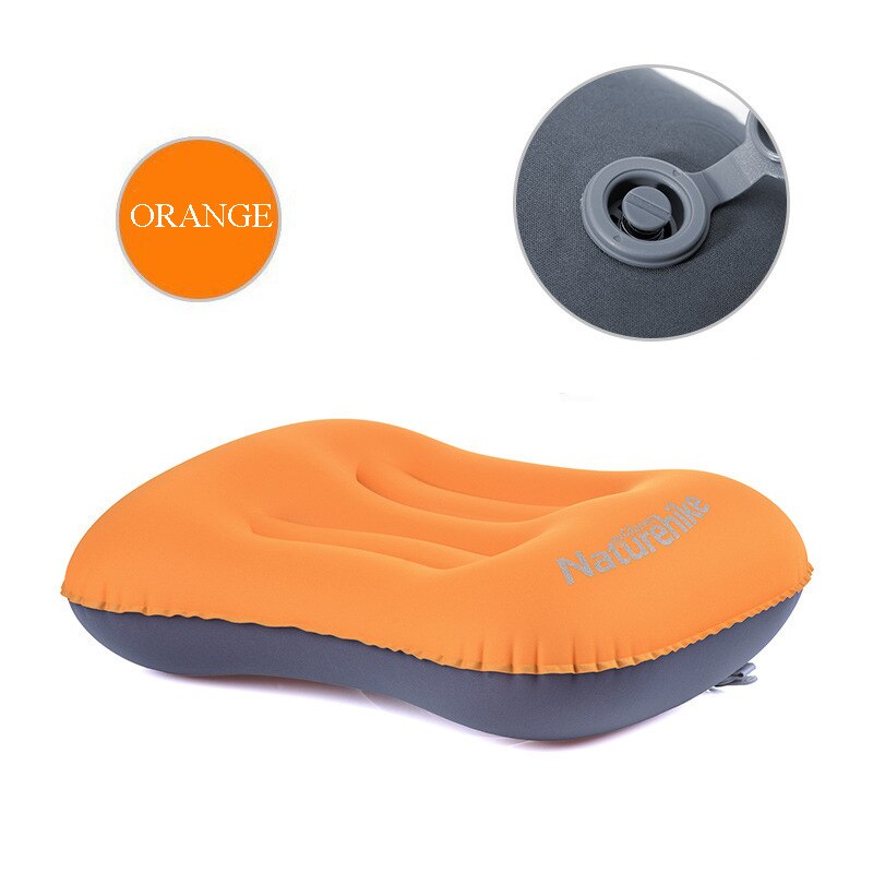 Naturehike Outdoor Camping Inflatable Pillow Travel Pillow Inflatable Cushion Soft Neck Protective Headrest: Blowing-Orange