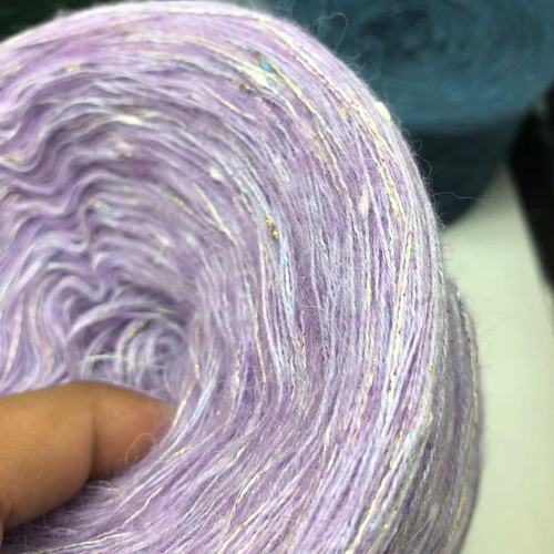 Cachemir de estambre y seda brillante, hilo de Mohair hecho a mano, suéter, abrigo Flash, paquete de Material de bufanda súper suave, 250G por grupo: purple Colorful bead